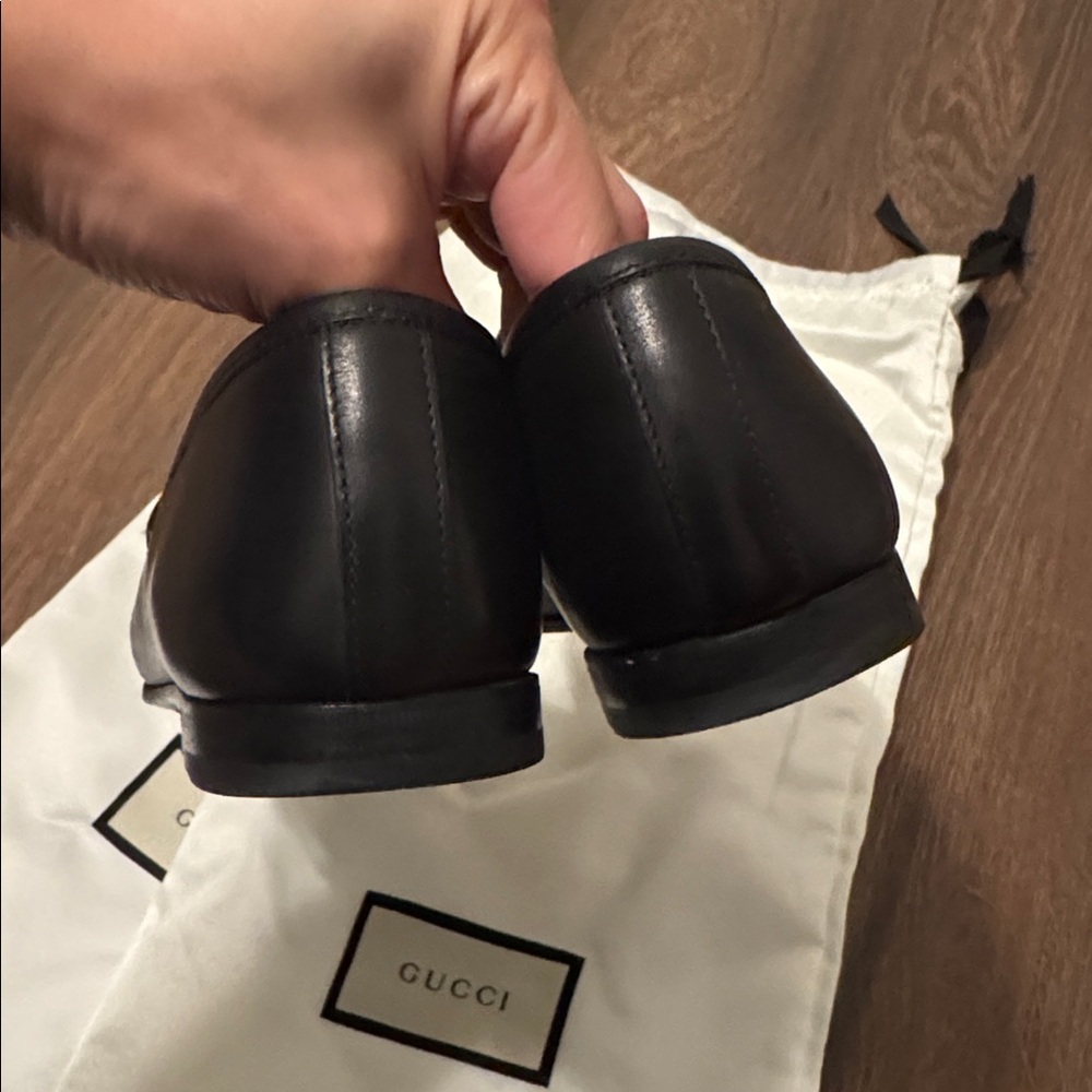 Gucci Jordaan Horsebit Black Leather Loafers | Classic Gucci Slip-On Size 37.5 - Picture 5 of 10